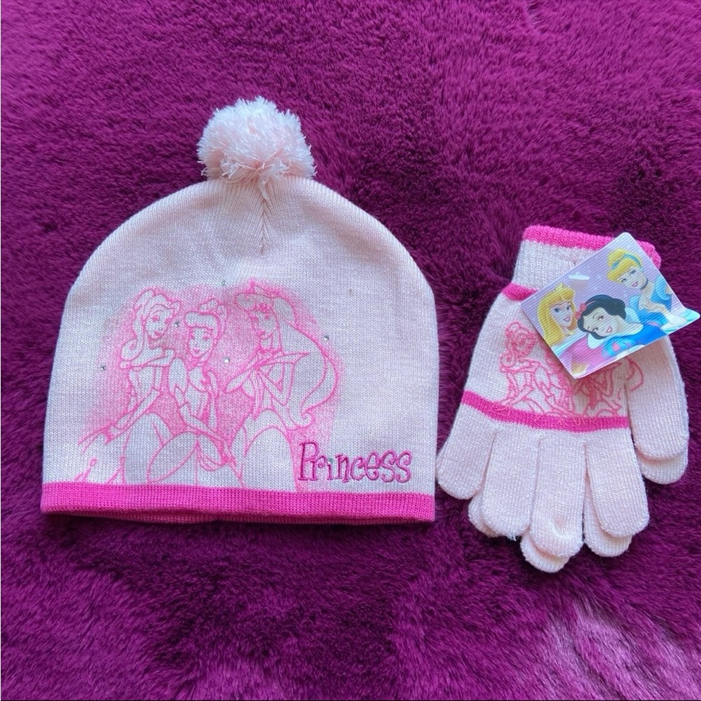 Charming Princess Kids Hat and Gloves Set - Pink
